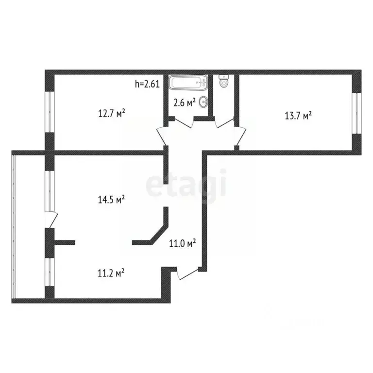 3-к кв. Амурская область, Благовещенск Пролетарская ул., 134/4 (67.5 ... - Фото 2