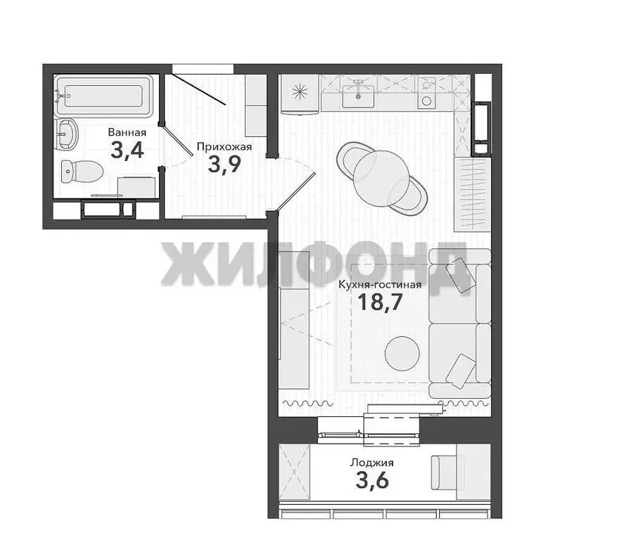 Квартира-студия: Садовый, микрорайон Околица, 6 (25.6 м) - Фото 0