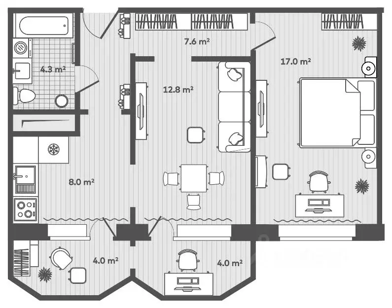 2-к кв. Приморский край, Надеждинский район, пос. Тавричанка  (53.7 м) - Фото 2