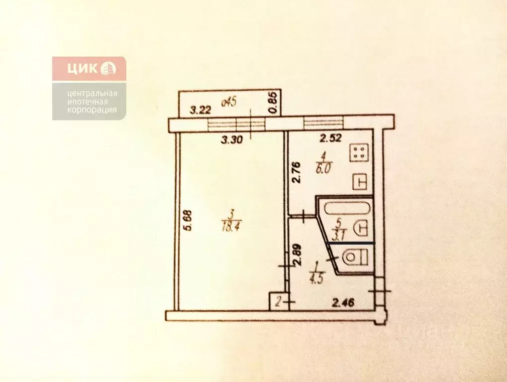 1-к кв. рязанская область, рязань ул. свободы, 3 (35.0 м) - Фото 1