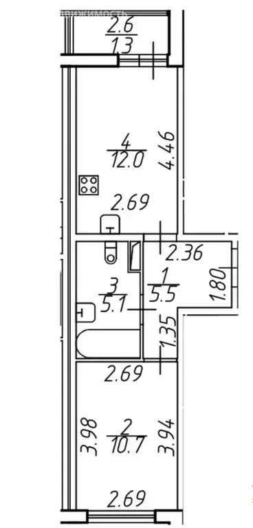 1-комнатная квартира: Мурино, Графская улица, 6к1 (35 м) - Фото 1