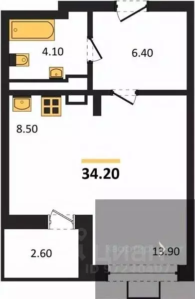 Студия Воронежская область, Воронеж Ключи мкр, Ключи-клаб жилой ... - Фото 1