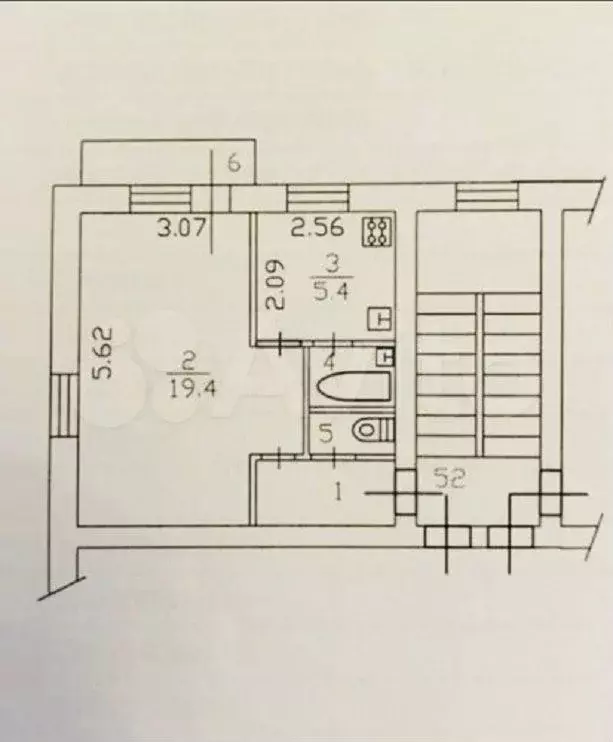 1-к. квартира, 33 м, 5/5 эт. - Фото 0