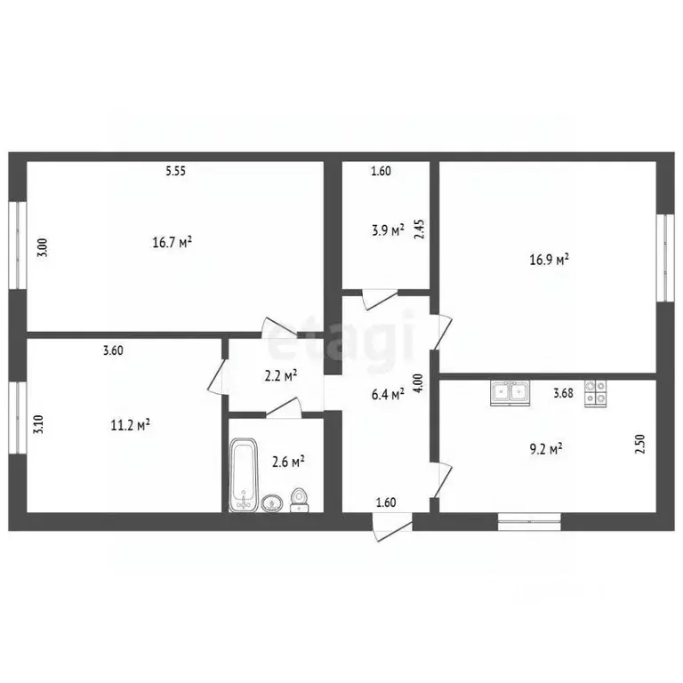 3-к кв. Крым, Советский пгт ул. 50 лет СССР, 15 (69.1 м) - Фото 2
