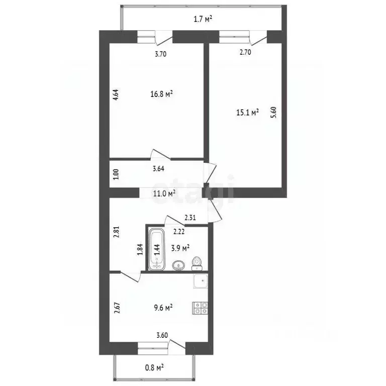 2-к кв. Крым, Феодосия ш. Симферопольское, 41 (58.9 м) - Фото 2