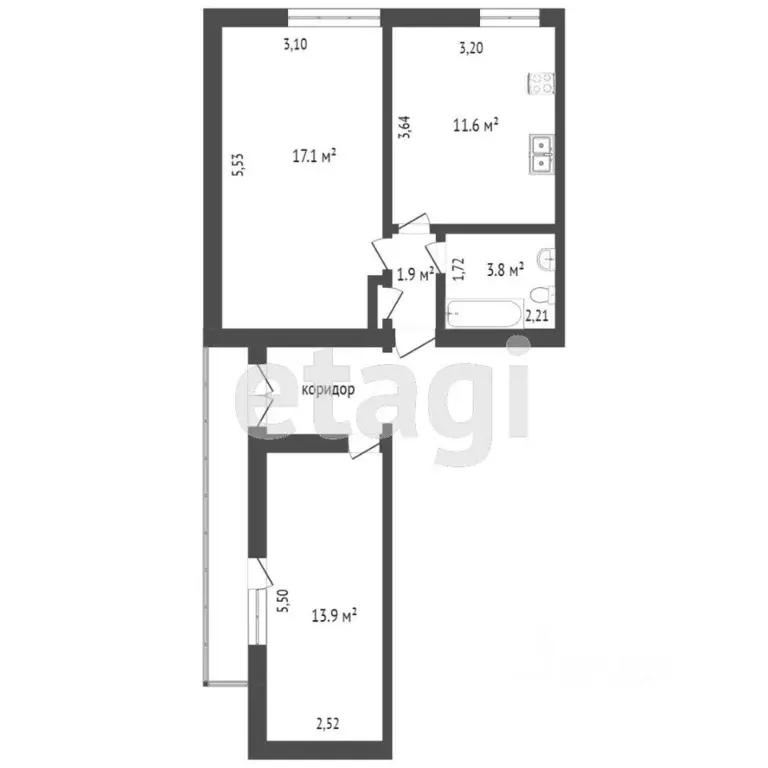 2-к кв. Кировская область, Киров ул. Свободы, 114 (52.6 м) - Фото 1