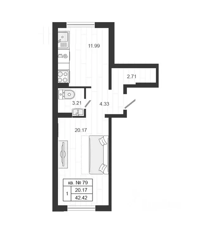 1-к кв. Ленинградская область, Гатчинский муниципальный округ, д. ... - Фото 1