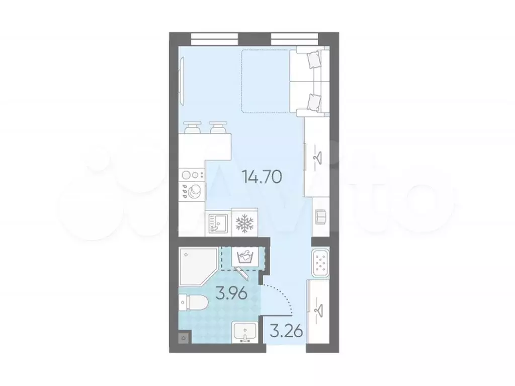 Квартира-студия, 21,9 м, 2/22 эт. - Фото 0