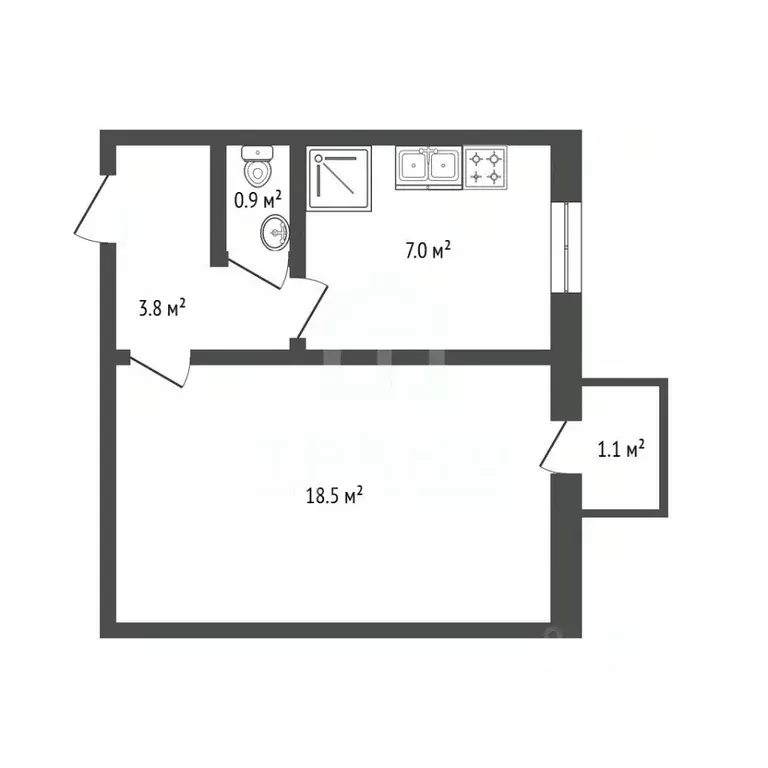1-к кв. Санкт-Петербург Енотаевская ул., 10 (30.2 м) - Фото 1