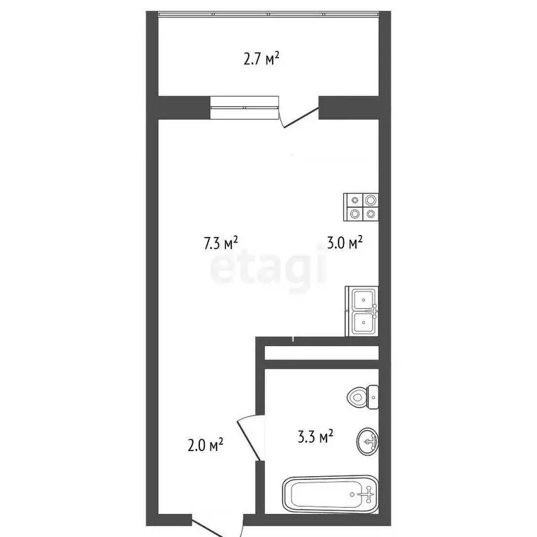 Квартира-студия: Тюмень, улица Новосёлов, 115 (15.8 м) - Фото 0