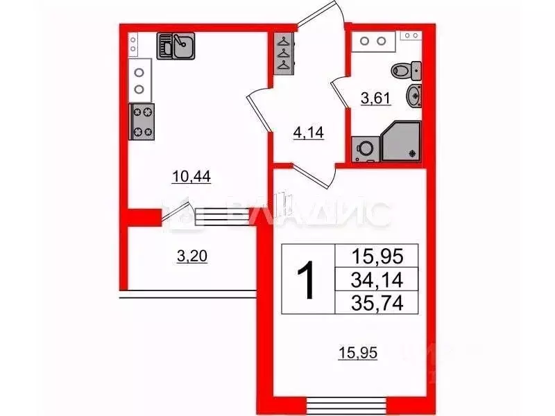 1-к кв. Санкт-Петербург Пулковское ш., 71к2 (33.5 м) - Фото 1