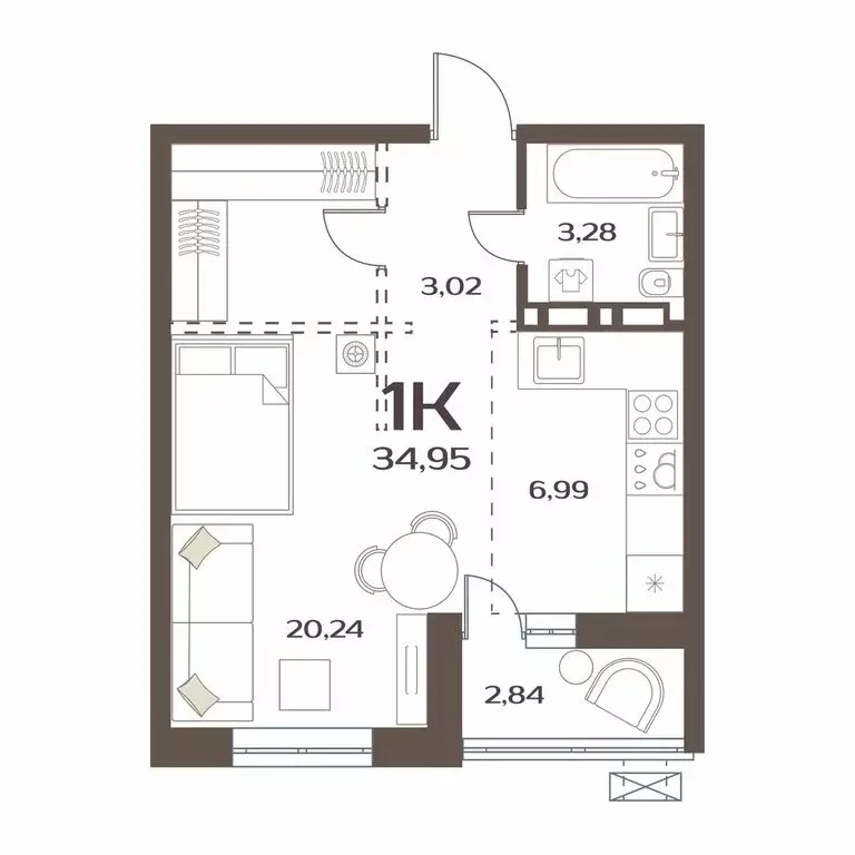 1-комнатная квартира: Владивосток, улица Коммунаров, 15к4 (33.5 м) - Фото 1