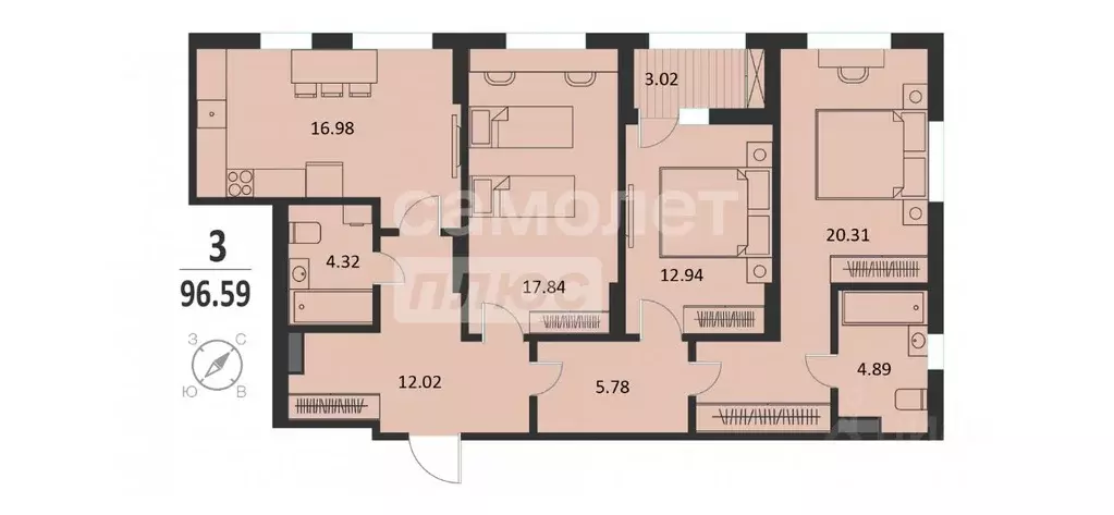 3-к кв. Курская область, Курск Хуторская ул., 33 (96.59 м) - Фото 1