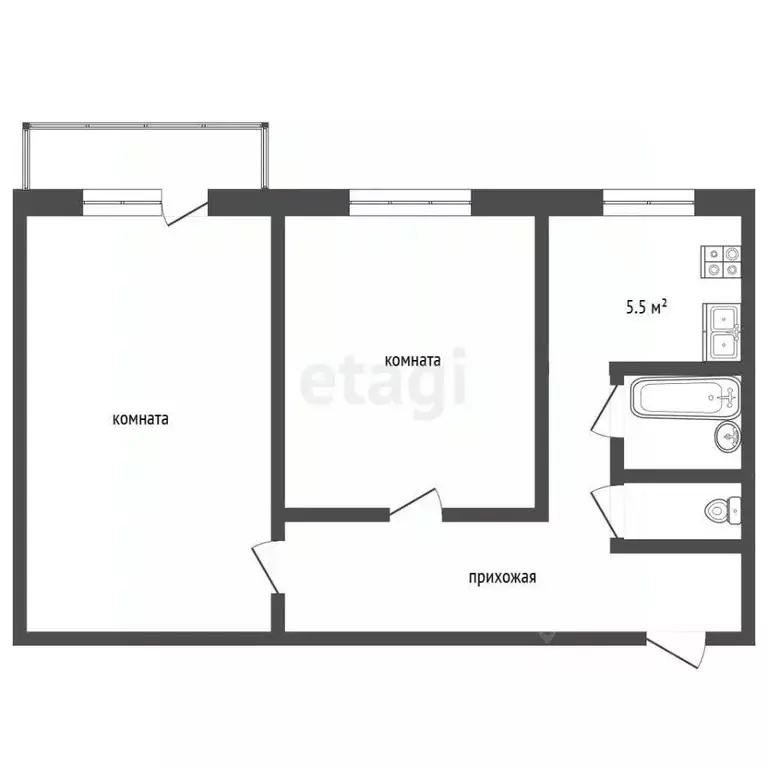 2-к кв. Москва ул. Усиевича, 4 (44.3 м) - Фото 2