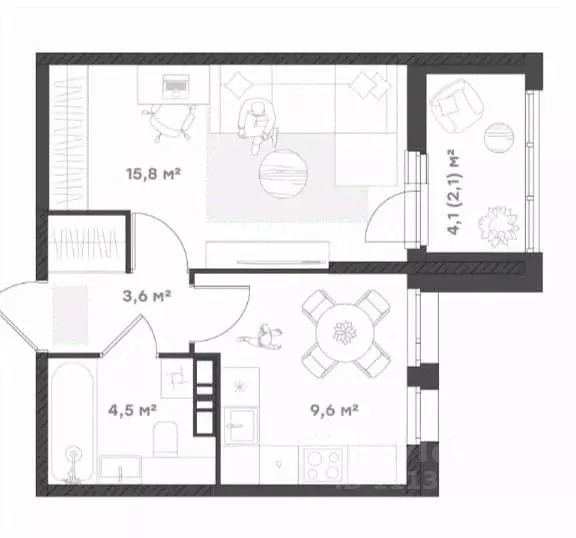1-к кв. Ярославская область, Ярославль Тутаевское ш., 93Б (35.6 м) - Фото 1