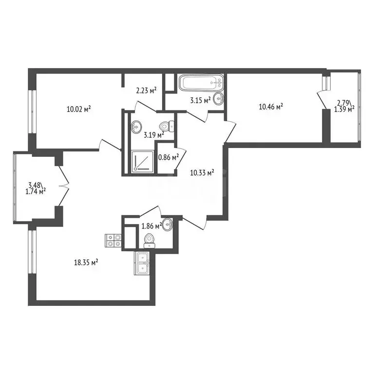 3-комнатная квартира: Мурино, Романовская улица, 21 (63.56 м) - Фото 1