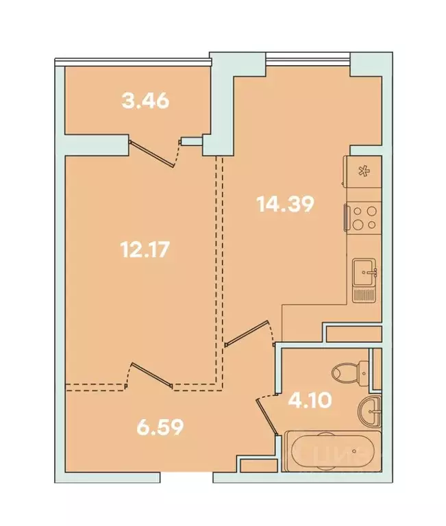 1-к кв. Иркутская область, Иркутск ул. Петрова, 16 (41.75 м) - Фото 0