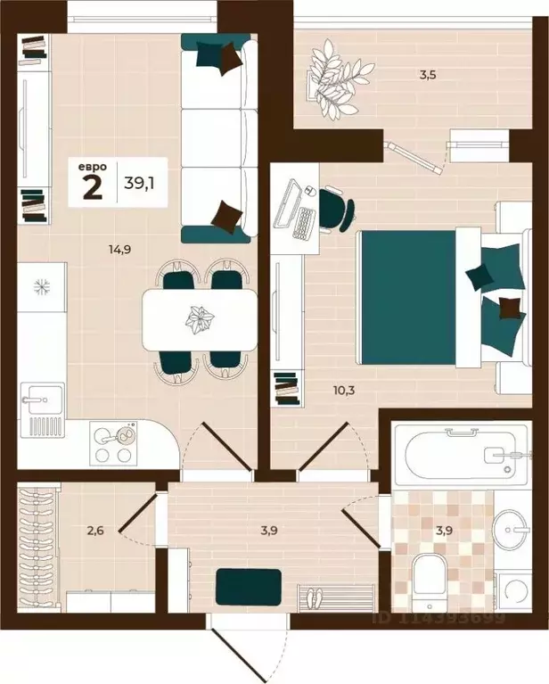 2-к кв. Тульская область, Тула ул. Академика Насоновой, 3 (39.1 м) - Фото 1