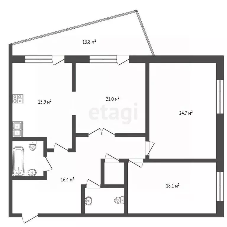 3-к кв. Москва ул. Покрышкина, 3 (104.0 м) - Фото 2