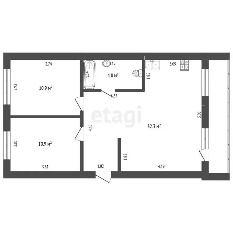 3-комнатная квартира: Миасс, проспект Макеева, 46 (59 м) - Фото 1