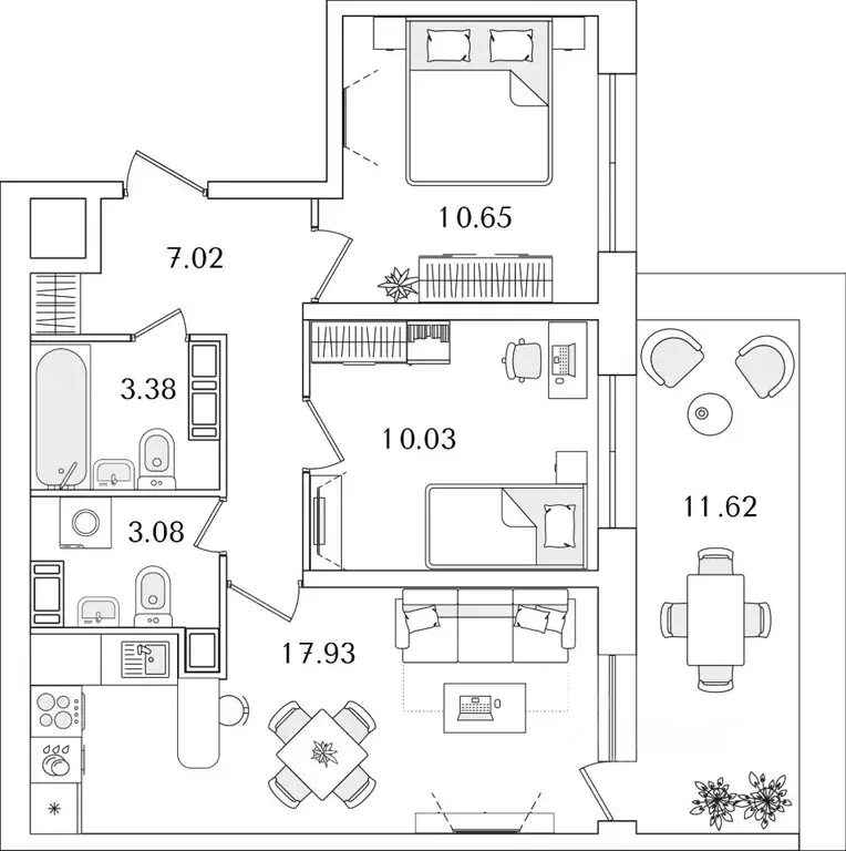 2-к кв. Санкт-Петербург Полюстрово тер.,  (55.58 м) - Фото 0