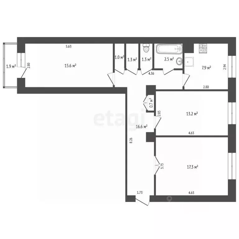 3-к кв. Хабаровский край, Комсомольск-на-Амуре ул. Аллея Труда, 38 ... - Фото 2