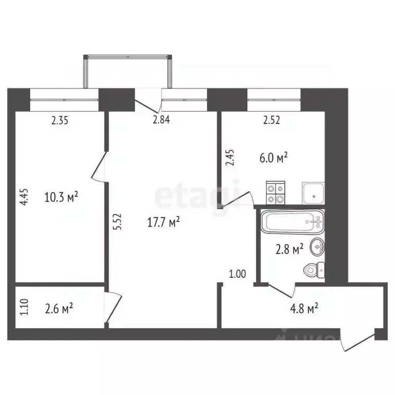 2-к кв. Забайкальский край, Чита ул. Журавлева, 50 (42.9 м) - Фото 2