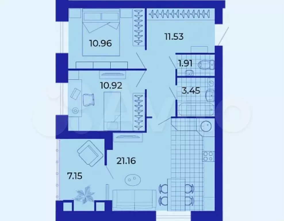 2-к. квартира, 67,1 м, 9/9 эт. - Фото 1