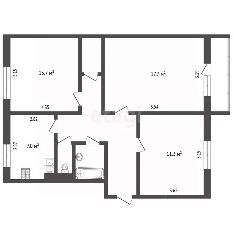 2-к кв. Ямало-Ненецкий АО, Муравленко ул. Губкина, 17 (51.0 м) - Фото 1