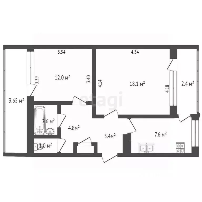 2-к кв. Севастополь просп. Героев Сталинграда, 41 (49.9 м) - Фото 1