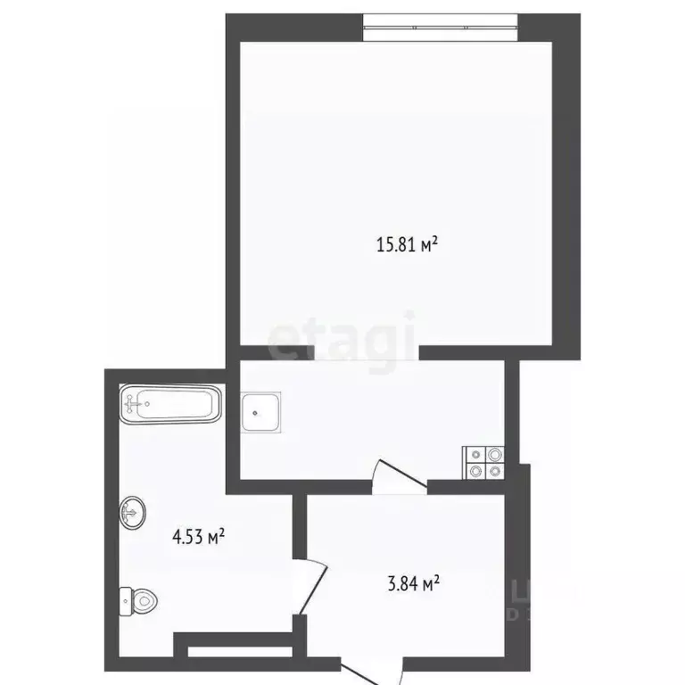 Студия Тюменская область, Тюмень ул. Фармана Салманова, 15 (23.4 м) - Фото 2