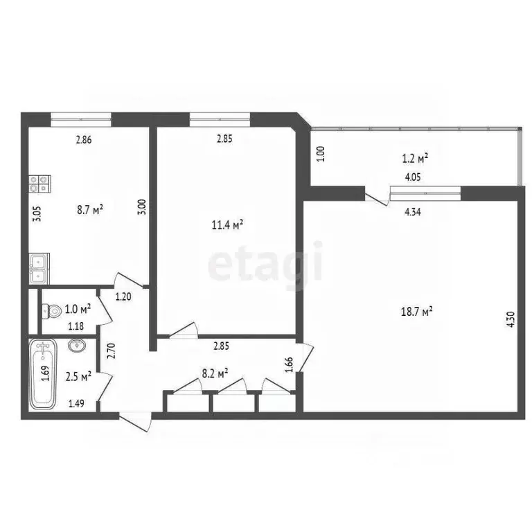 2-к кв. Забайкальский край, Чита Трактовая ул., 10 (51.7 м) - Фото 1