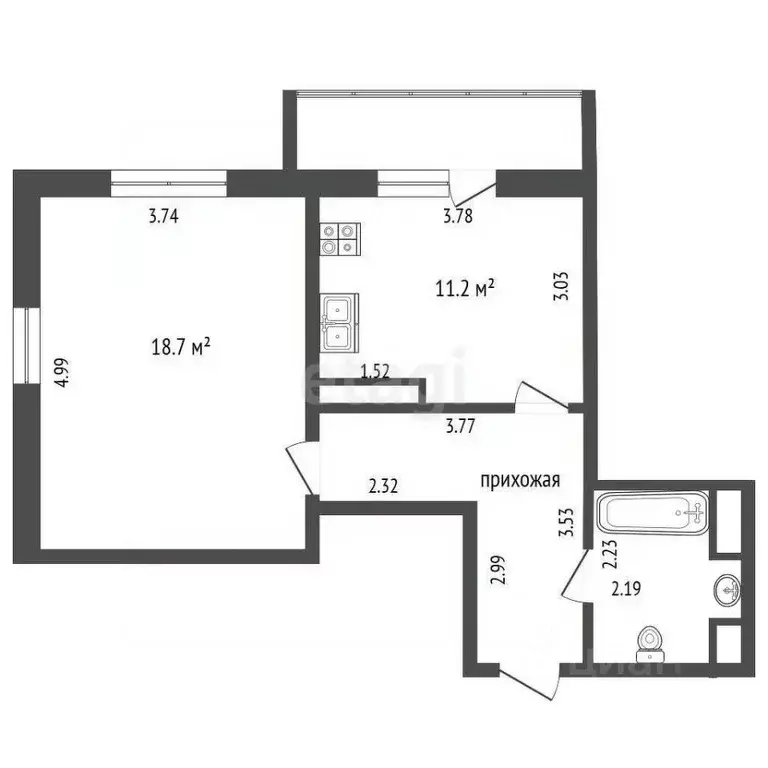 1-к кв. Ростовская область, Ростов-на-Дону ул. Петренко, 24 (42.3 м) - Фото 2
