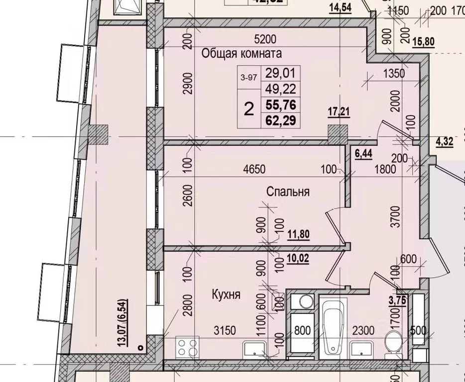 2-к кв. Саха (Якутия), Якутск ул. Чкалова, 47 (55.76 м) - Фото 1