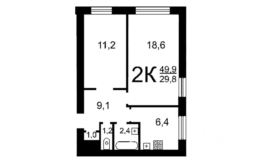 2-к кв. Самарская область, Тольятти 2-й кв-л, бул. Кулибина, 12 (51.8 ... - Фото 1