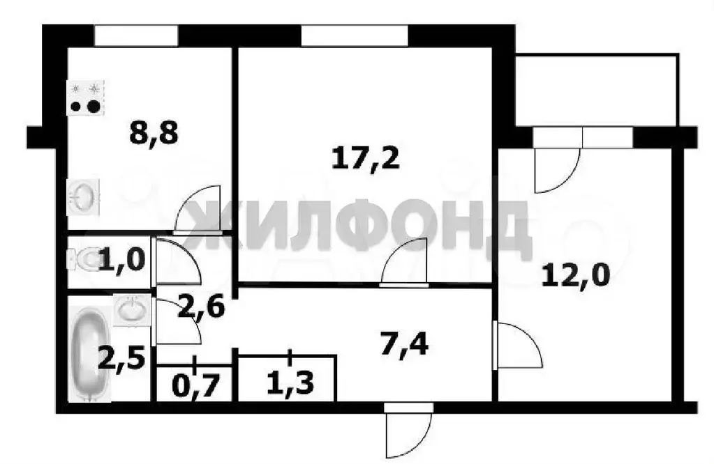 2-к. квартира, 52,8 м, 10/10 эт. - Фото 0