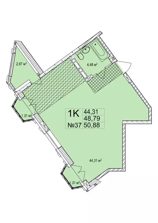 1-комнатная квартира: Нижний Новгород, Малая Ямская улица, 22 (50.88 ... - Фото 1