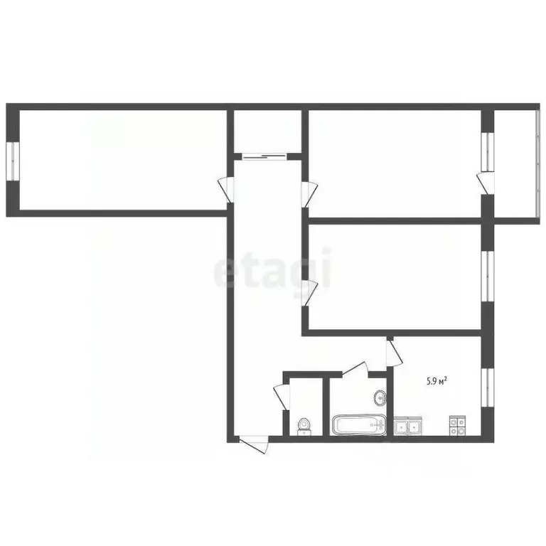 3-к кв. Архангельская область, Архангельск Садовая ул., 7 (57.6 м) - Фото 1