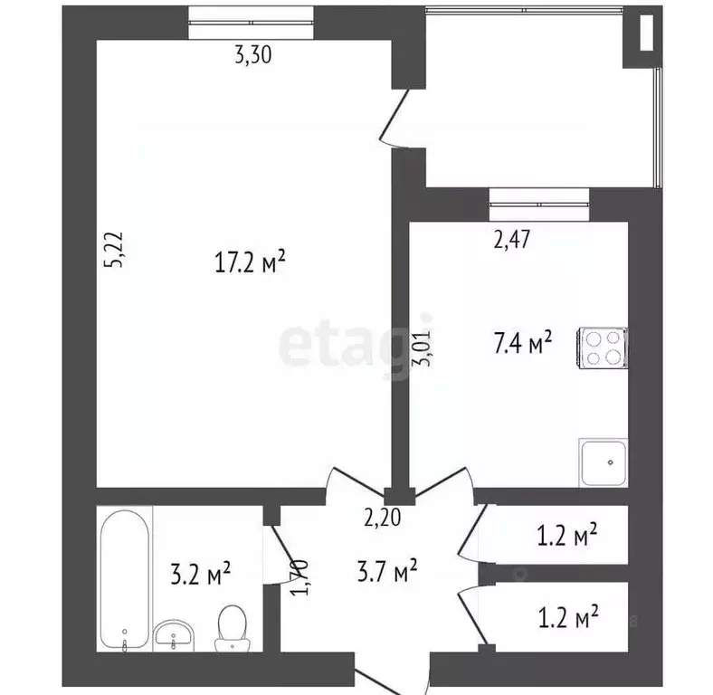 1-к кв. Тверская область, Тверь Петербургское ш., 22 (32.3 м) - Фото 1