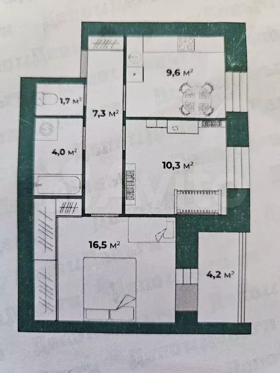 2-к. квартира, 49,4 м, 9/12 эт. - Фото 0