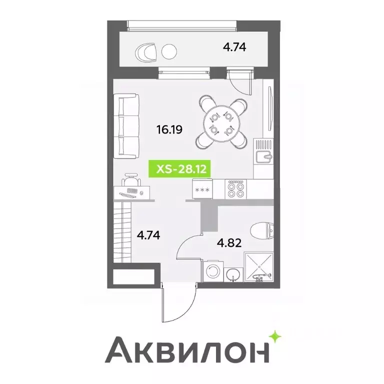 Студия Санкт-Петербург ул. Среднерогатская, 11к2 (28.12 м) - Фото 0