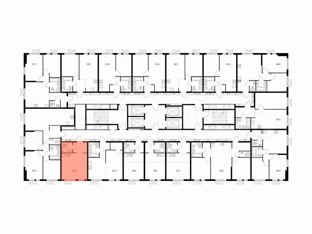 Квартира-студия, 25,3 м, 28/33 эт. - Фото 1