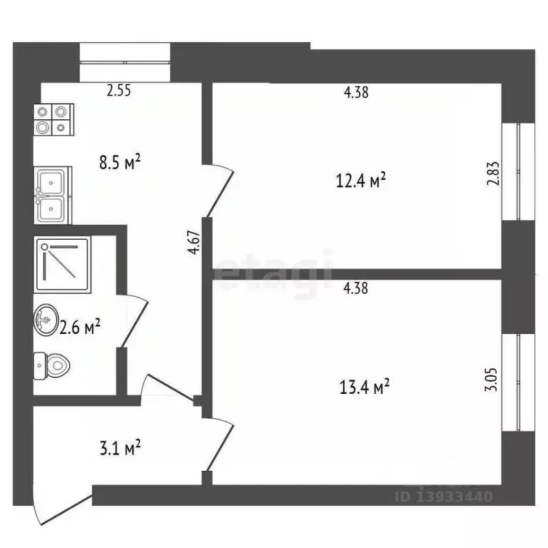2-к кв. Тюменская область, Тюмень ул. 9 Января, 4 (37.1 м) - Фото 2