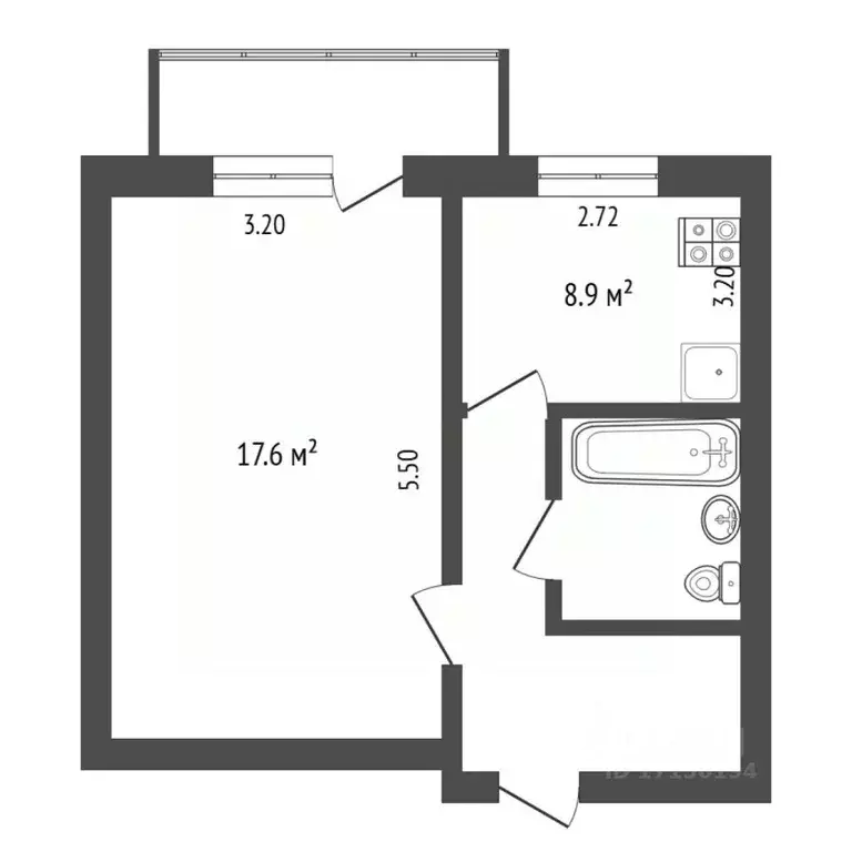 1-к кв. Тюменская область, Тюмень Инженерная ул., 62 (36.1 м) - Фото 1