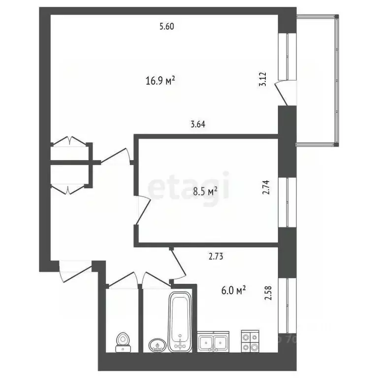 2-к кв. Свердловская область, Тавда ул. Мира, 2 (41.3 м) - Фото 1