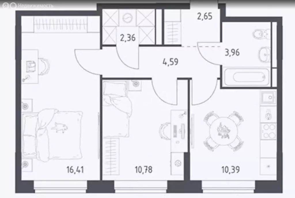 2-комнатная квартира: Липецк, улица Катукова, 32А (50 м) - Фото 1