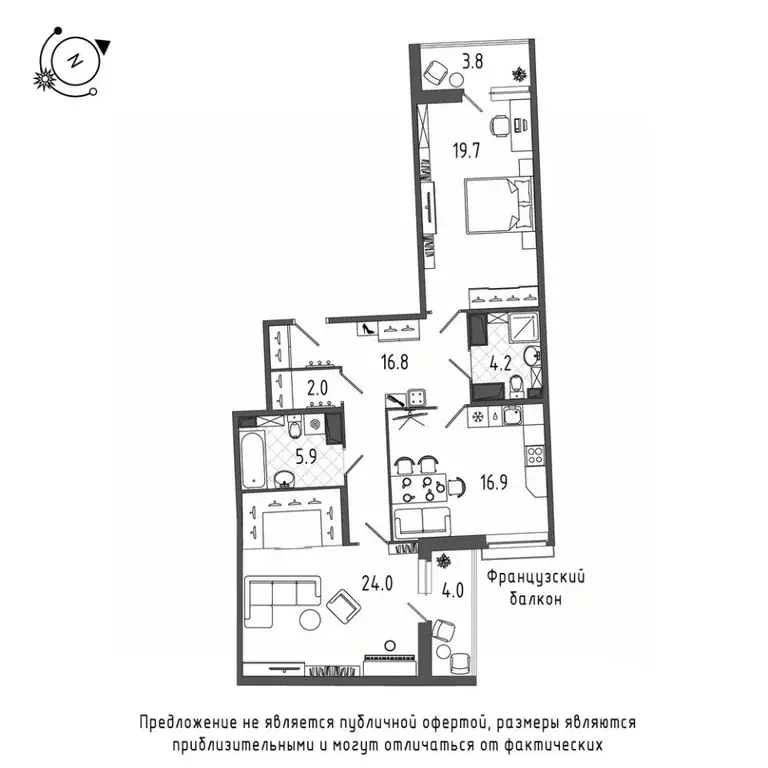 2-к кв. Санкт-Петербург Черниговская ул., 17 (95.0 м) - Фото 0