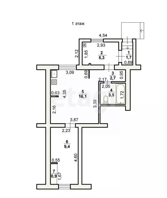 2-к кв. Костромская область, Кострома Окружная ул., 47 (39.6 м) - Фото 1