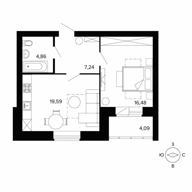 2-комнатная квартира: Берёзовский, улица Победы, 5Б (52.3 м) - Фото 1