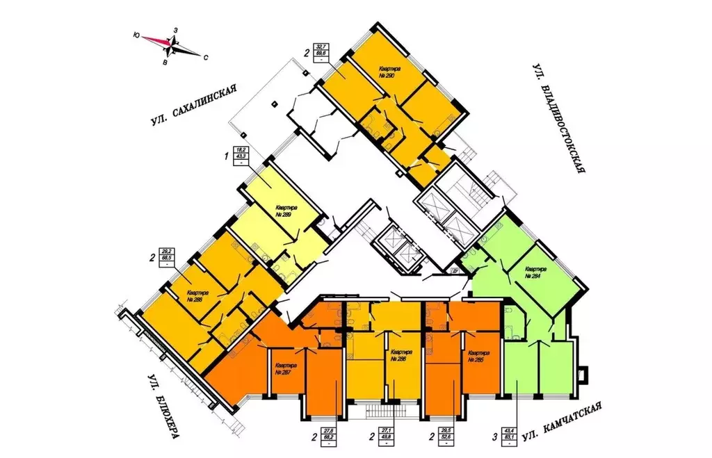 2-к кв. Свердловская область, Екатеринбург ул. Блюхера, 93 (68.5 м) - Фото 1